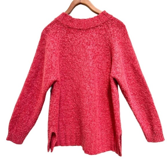 Vintage 90s Wool Blend Cable Knit Memphis Jones Pink Red Sweater, Size Large - Picture 2 of 12
